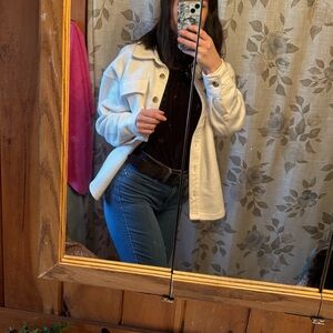 White fleece shacket / button down